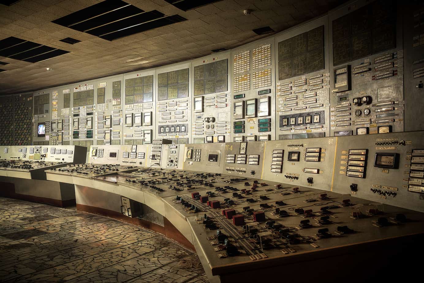 Kontrollraum von Block 3 des Kraftwerkes in Tschernobyl