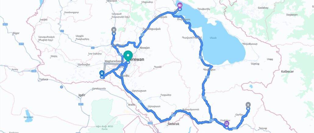 Armenien Rundreise Reiseroute