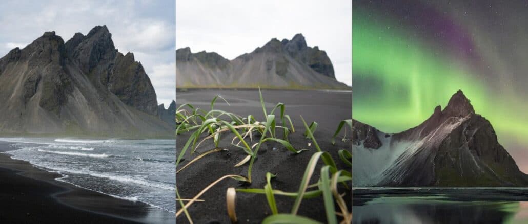 Polarlichter-Vestrahorn-Island