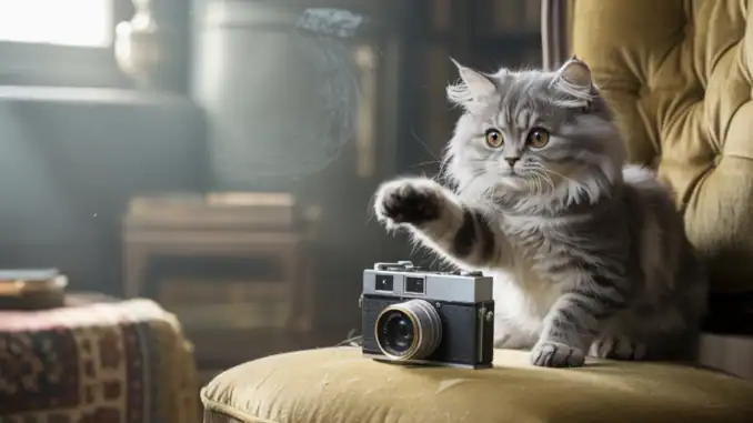 Austragen Katze mit Kamera